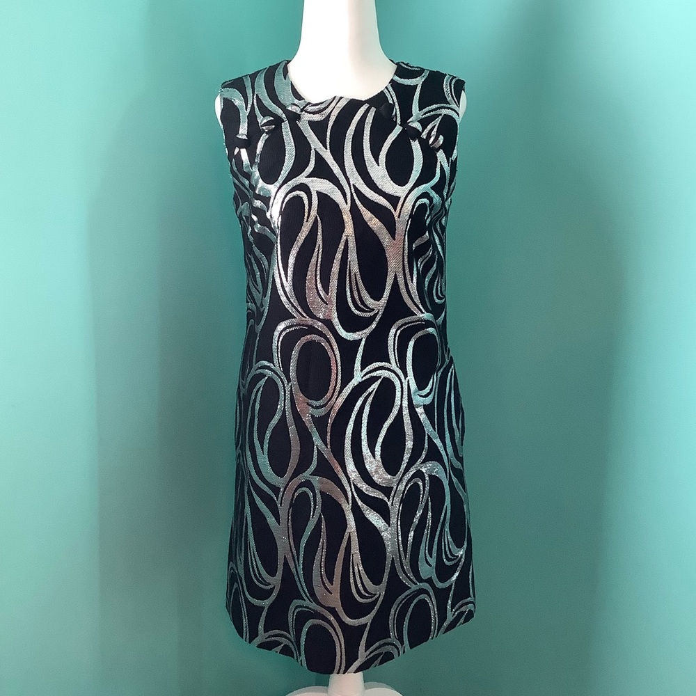 Milly Silver and Black Shift Mini Dress-NWOTs